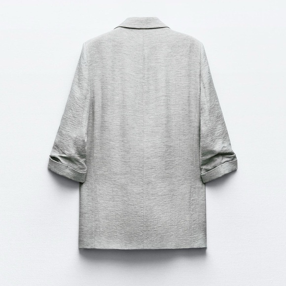 Zara NWT Grey Rolled Sleeve Blazer - Picture 4 of 9